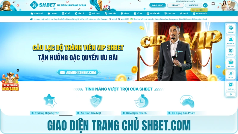 Giao diện trang chủ SHBET chính thức cập nhật năm 2026